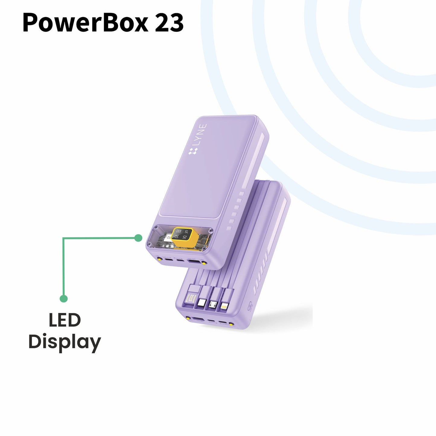 LYNE Powerbox 23 20000 mAh Battery Capacity with Built-in Cables