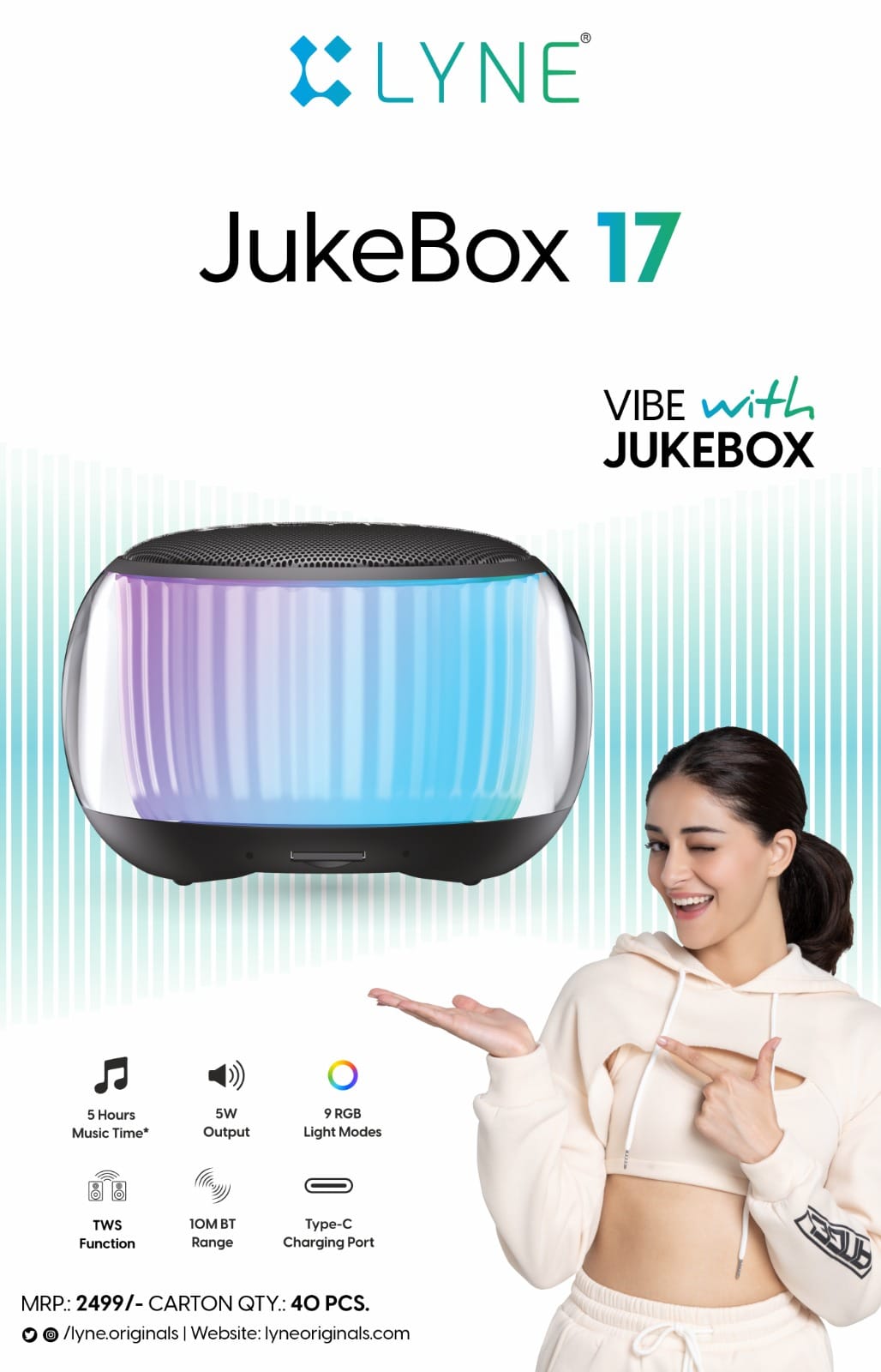 LYNE JukeBox 17 5W Output Wireless Speaker with 5 Hours Music Time