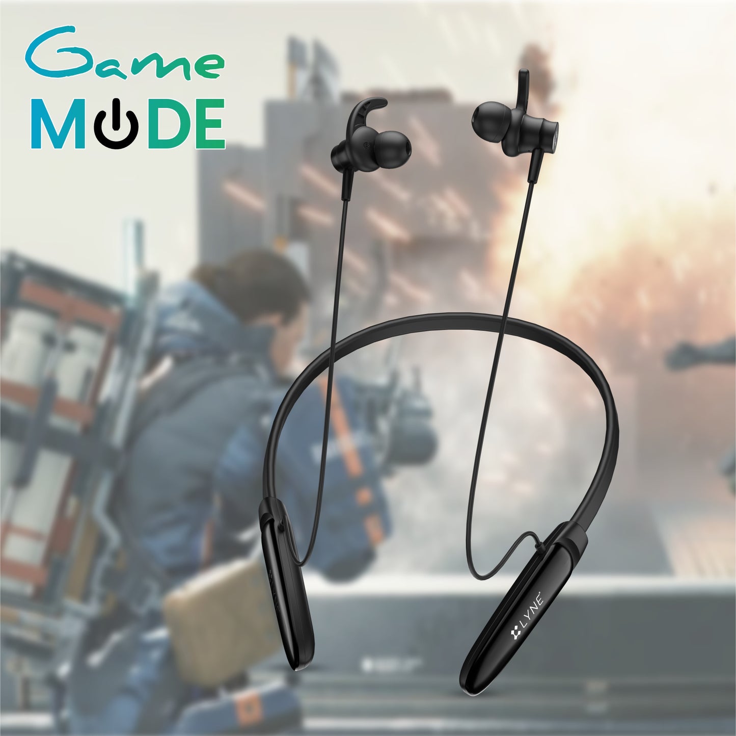 LYNE  Rover 9 Pro 40 Hours Music Time Bluetooth Neckband with Gaming Mode and Vibration Motor