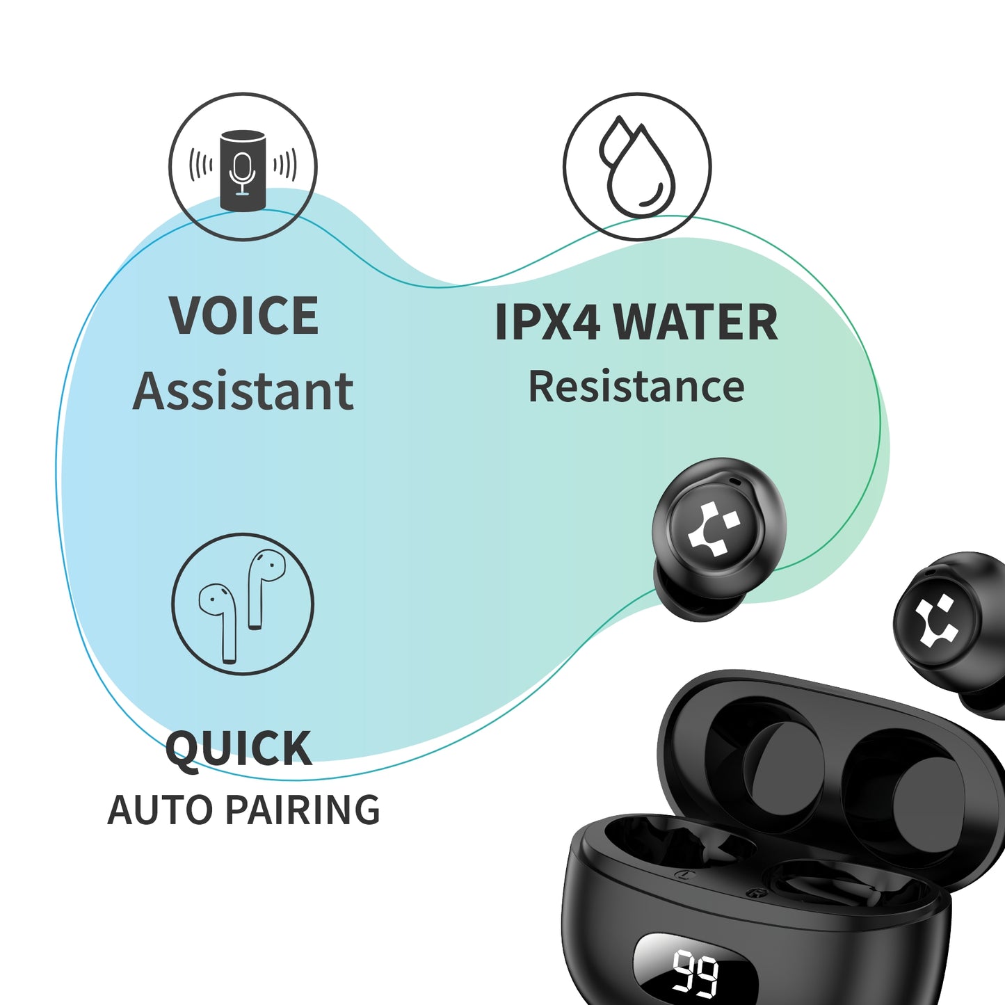 LYNE CoolPods 12 40 Hours Music Time True Wireless Earbuds with IPX4 Water Resistance