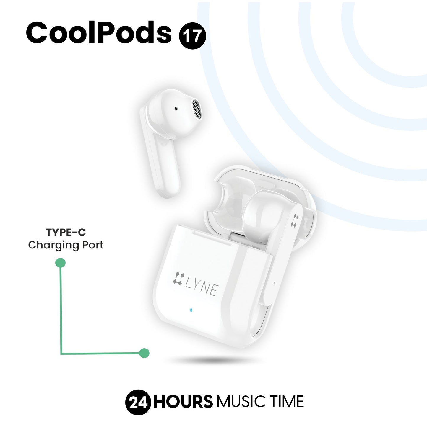 LYNE CoolPods 17 24 Hours Music Time True Wireless Earbuds with Quick Auto Pairing Feature
