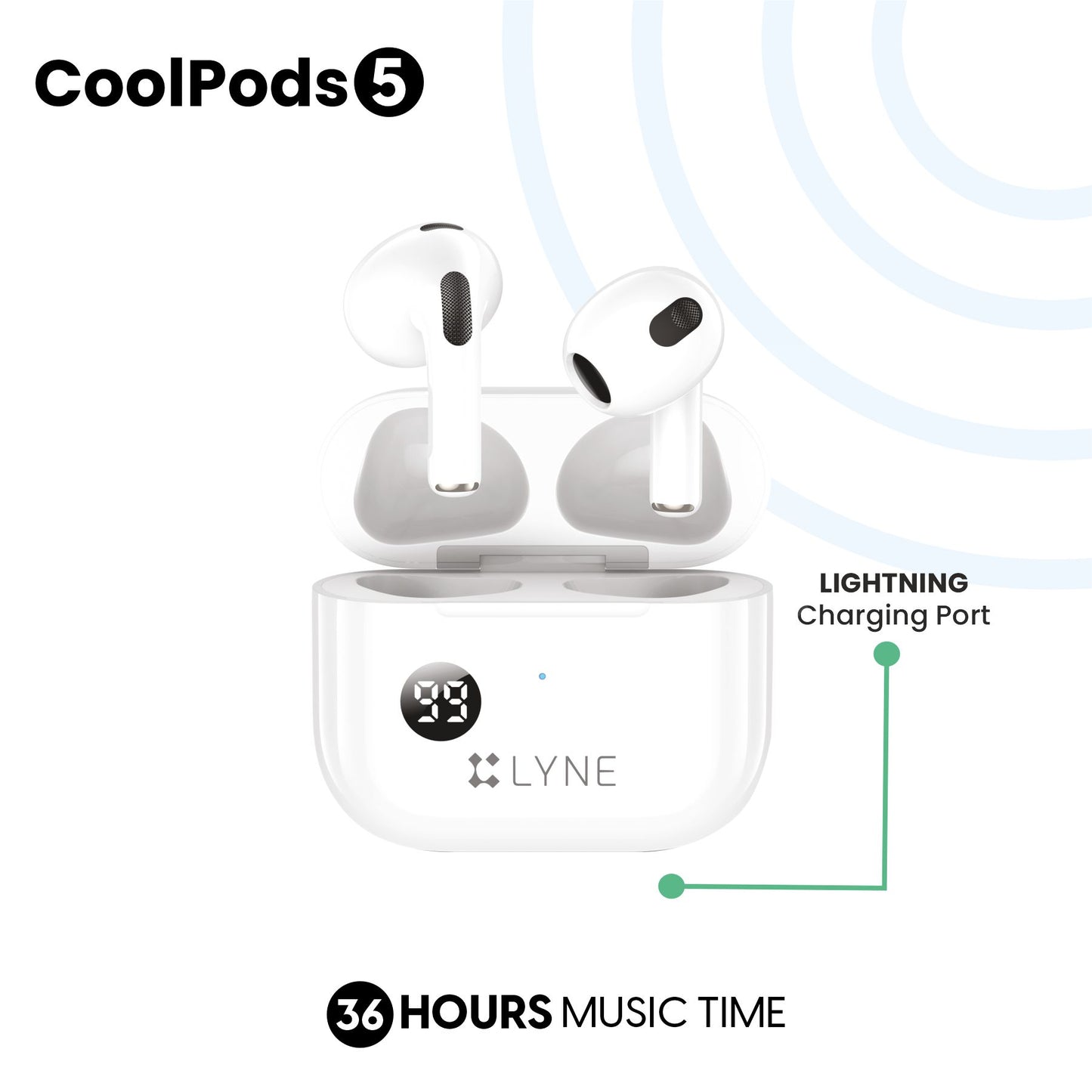 LYNE CoolPods 5 36 Hours Music Time True Wireless Earbuds with IPX4 Water Resistance