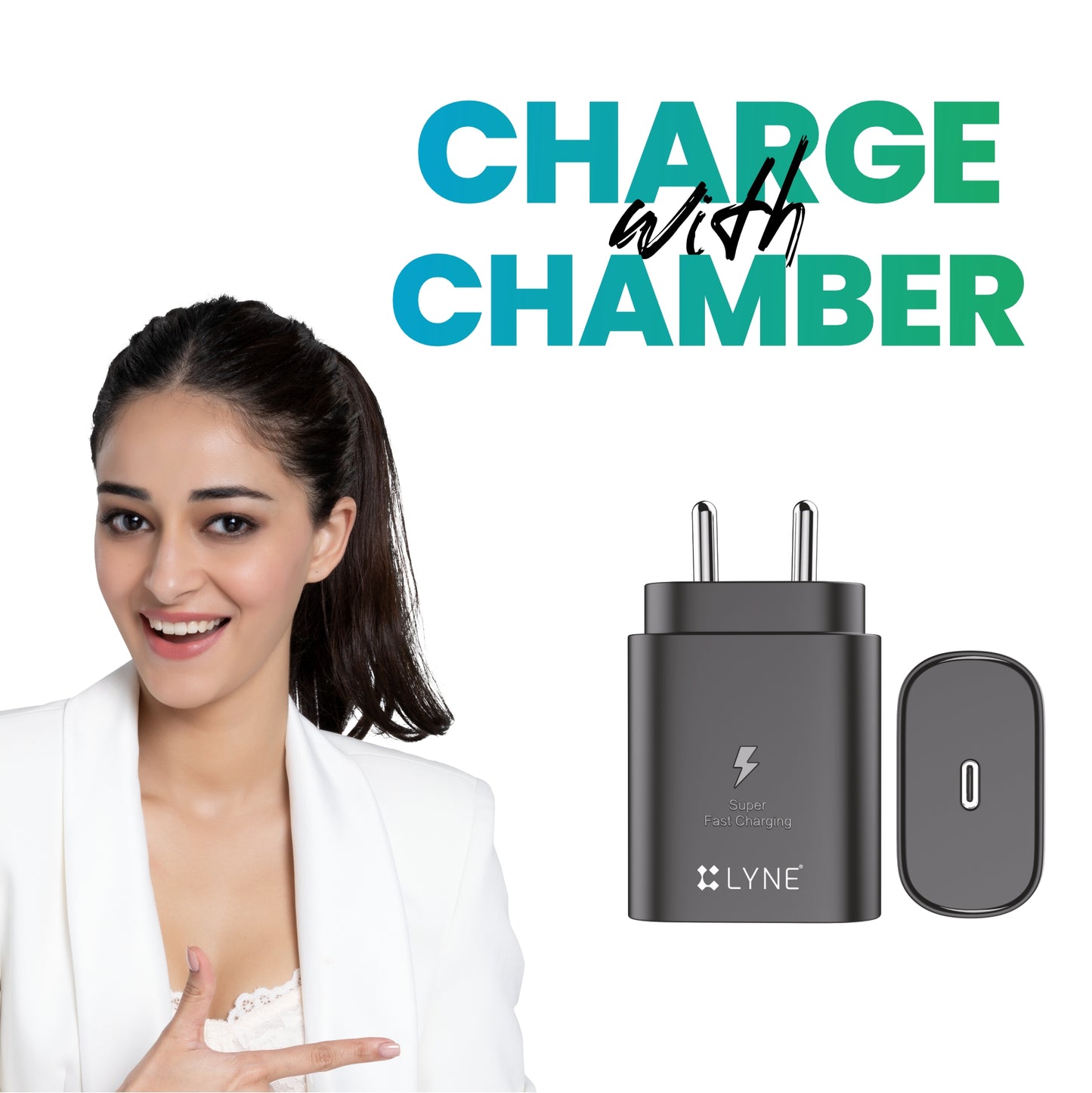 LYNE Chamber 22c 25W Output with Type-C cable, Super Fast Charging