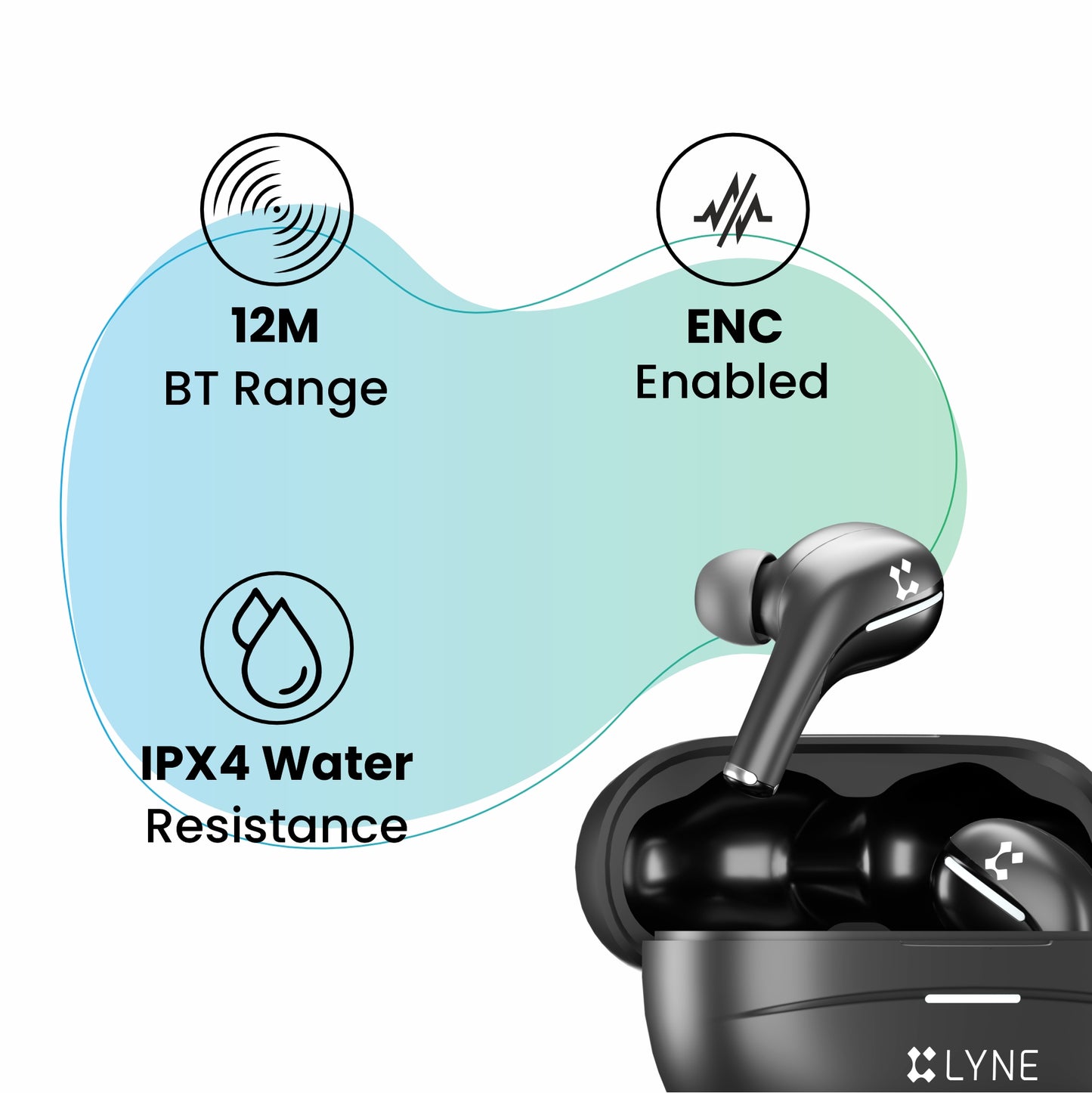 LYNE CoolPods 26 40 Hours Music Time True Wireless Earbuds With ENC Enabled & IPX4 Water Resistance