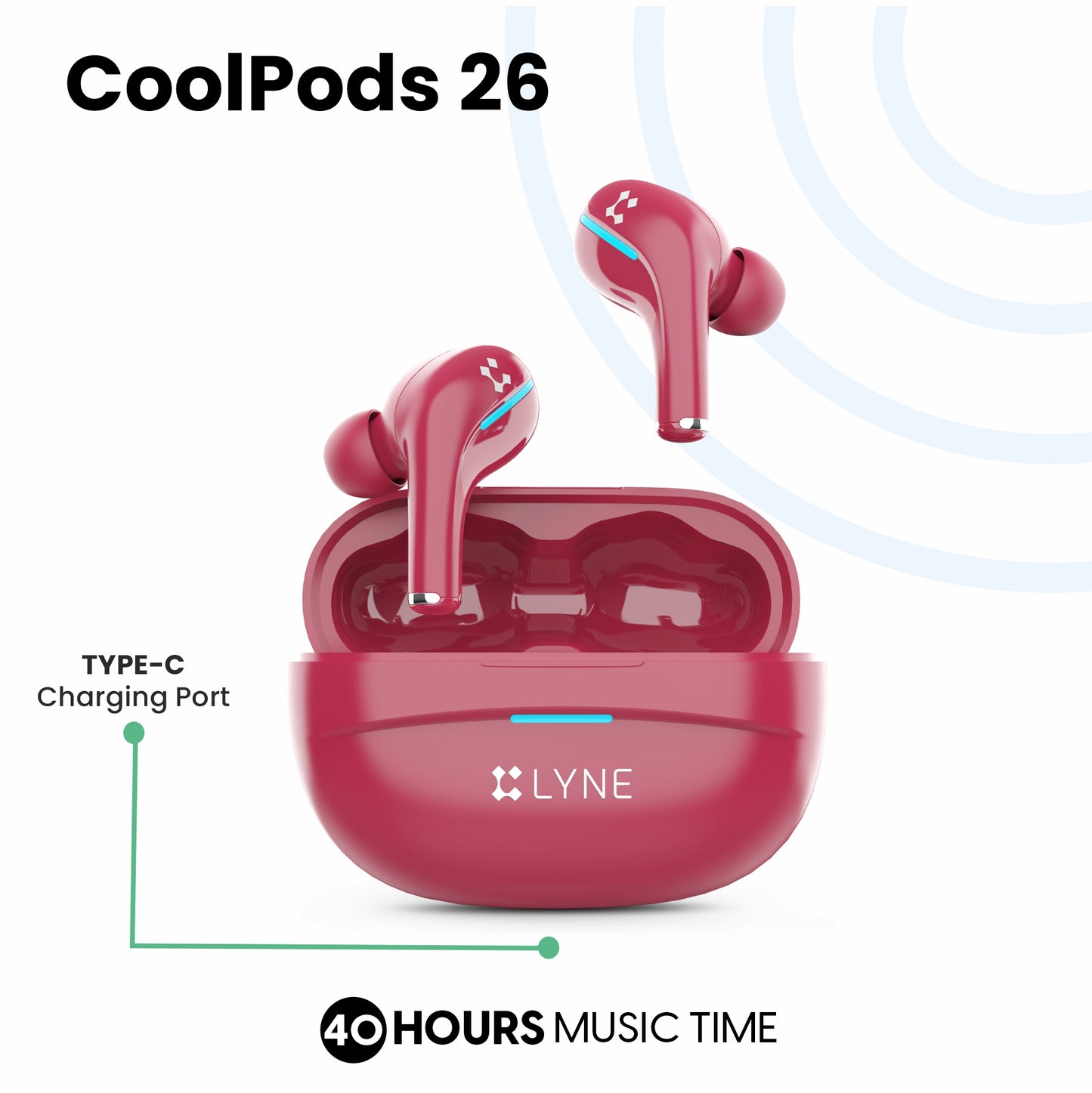 LYNE CoolPods 26 40 Hours Music Time True Wireless Earbuds With ENC Enabled & IPX4 Water Resistance