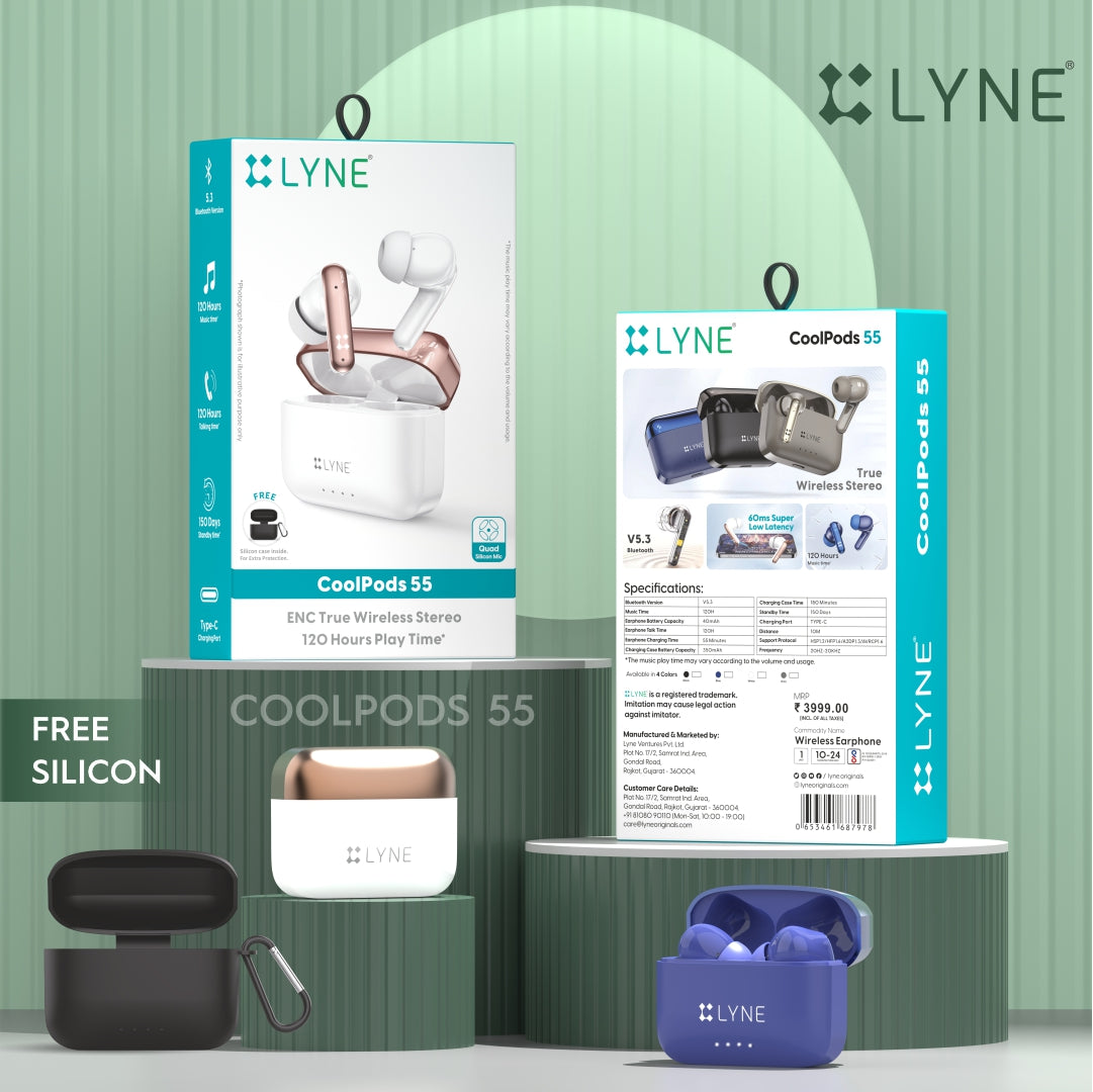 LYNE by U&i CoolPods 55 120 Hrs Music Time True Wireless Earbuds with 60MS Low Latency