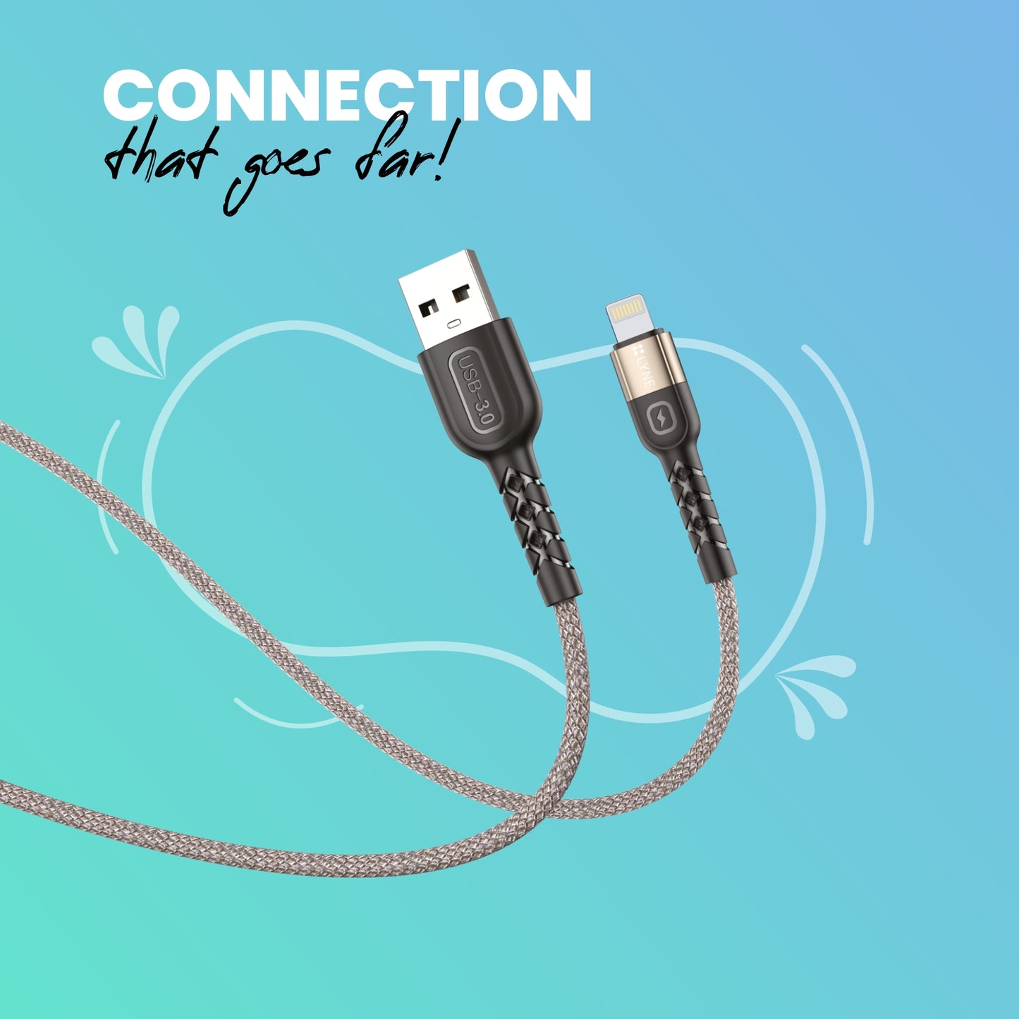 LYNE Flexy 6 4A Output, 1 m, Lightning High Quality Braided Data Cable with 50k+ Bend Test