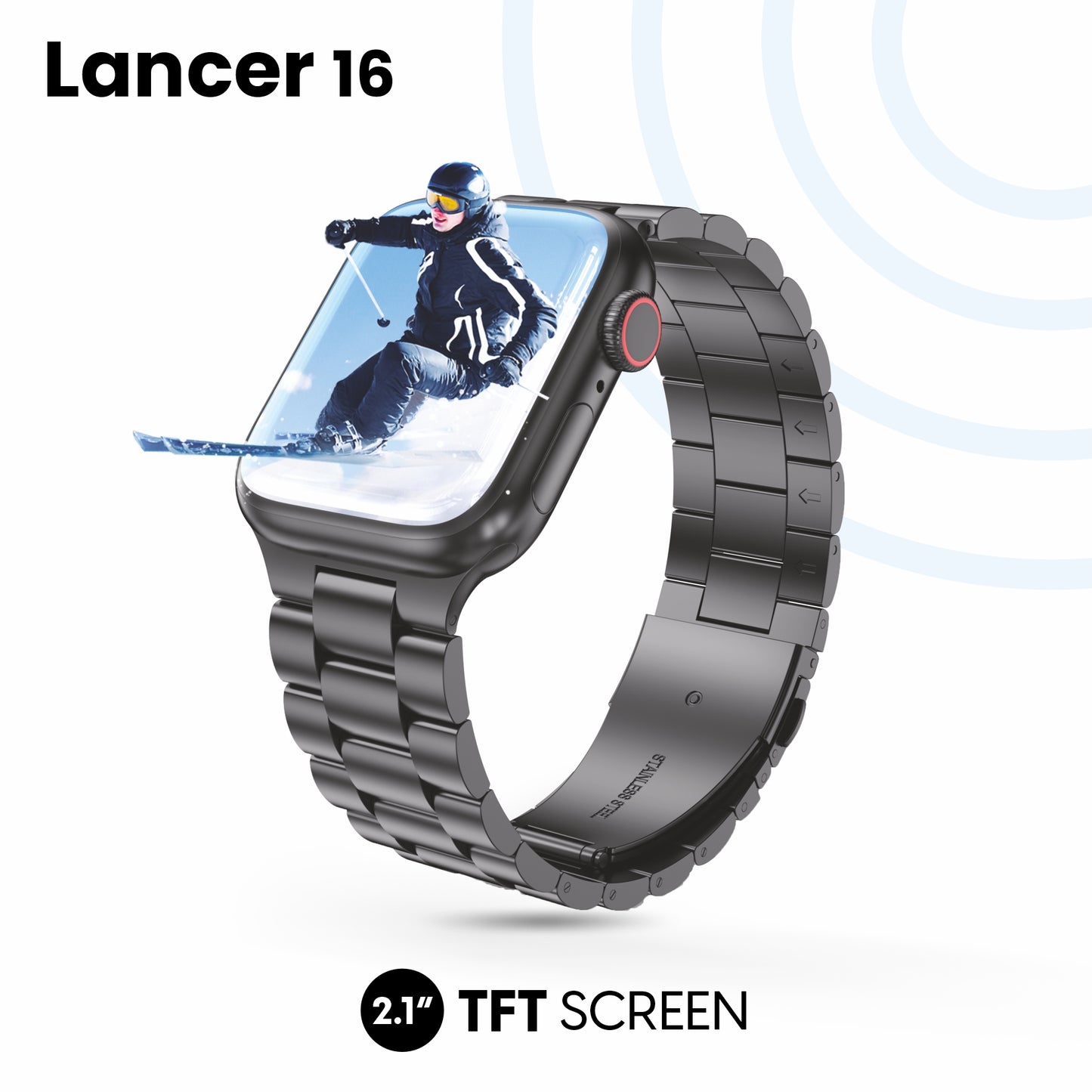 LYNE Lancer 16 Smart Watch 2.1" TFT Screen, Bluetooth Calling & IP65 Water Resistance