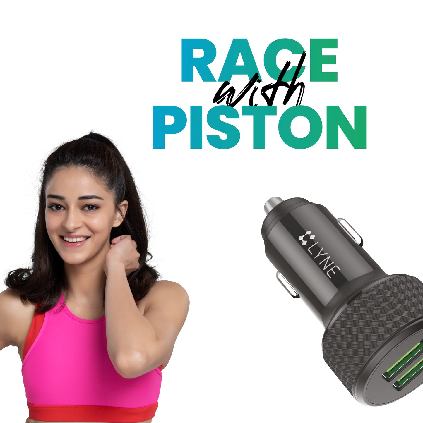 LYNE by U&I Piston 4  3.1A Output, Dual USB Port, LED Indicator with Cable