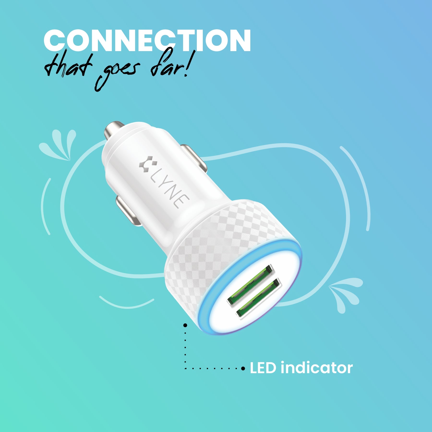 LYNE Piston 4 Dual USB Port, 3.1 Amp Output Car Charger