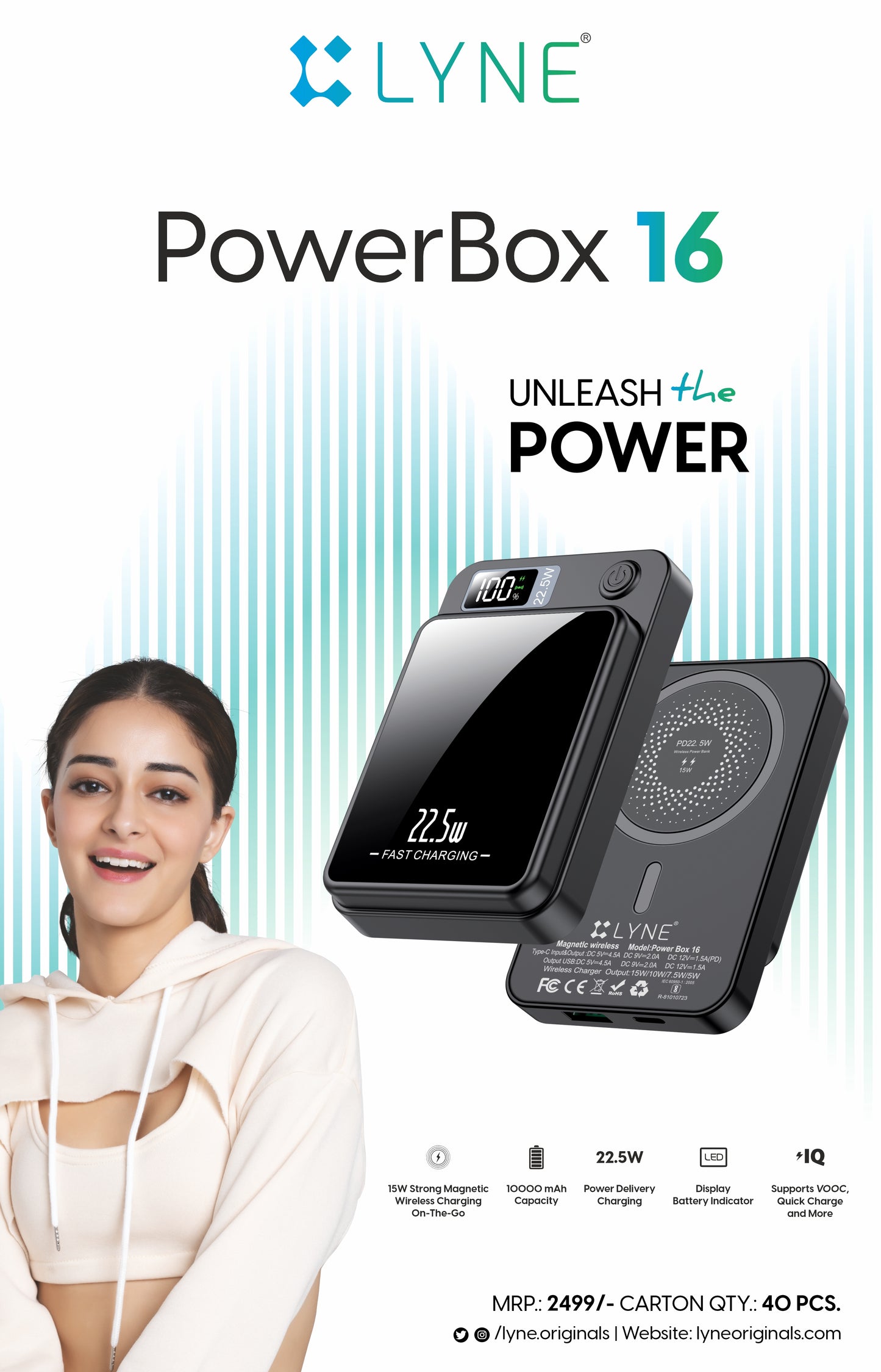 LYNE Powerbox 16 22.5W PD Output, Magnetic Wireless Charging