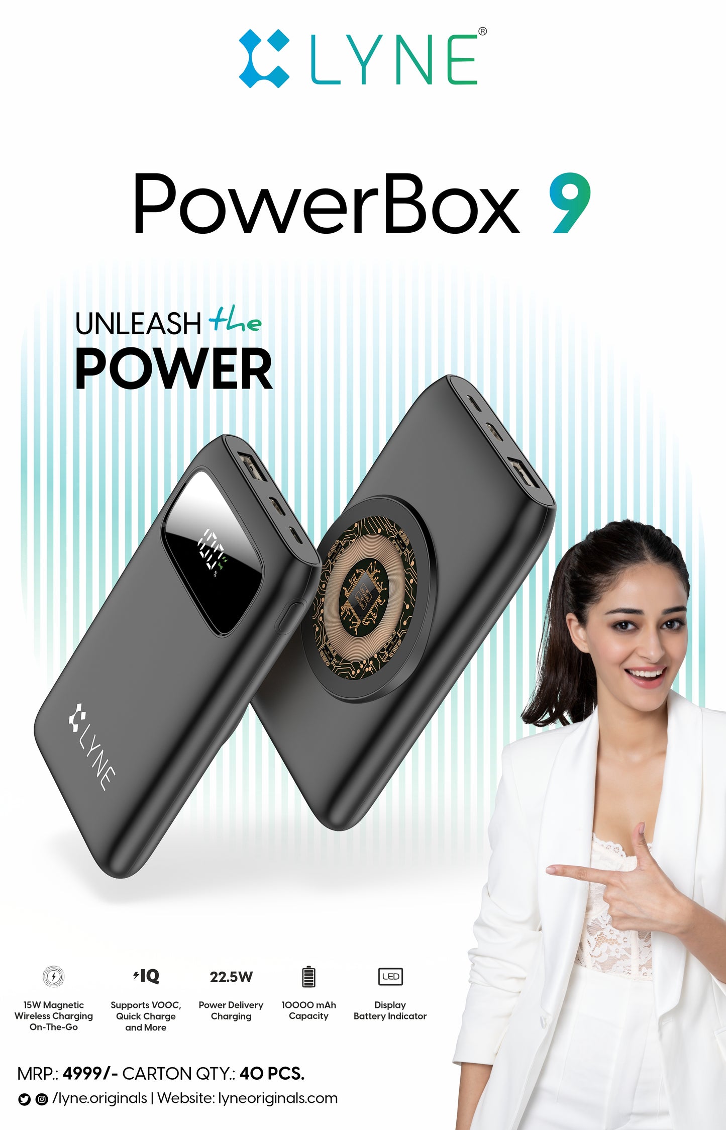LYNE Powerbox 9 22.5W PD Output, Magnetic Wireless Charging