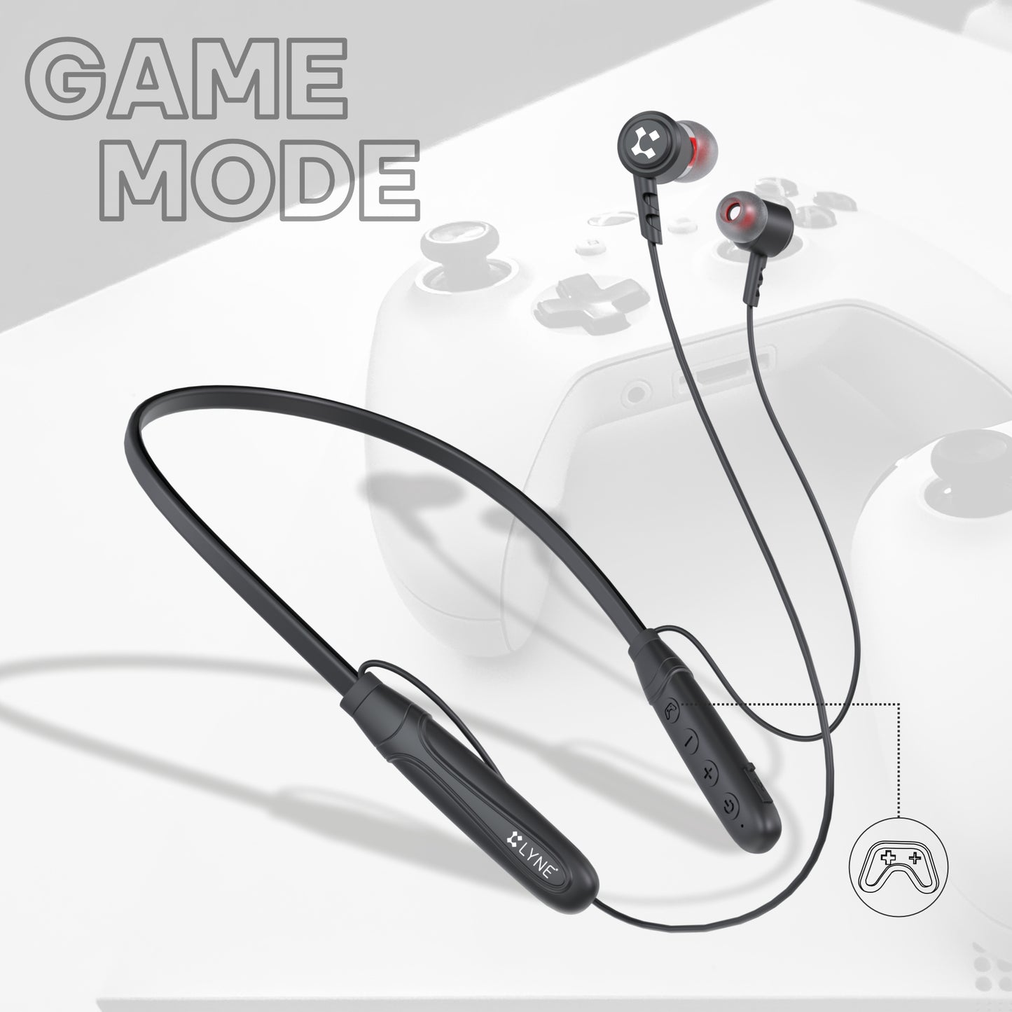 LYNE Rover 8 40 Hours Music Time Bluetooth Neckband with Game Mode