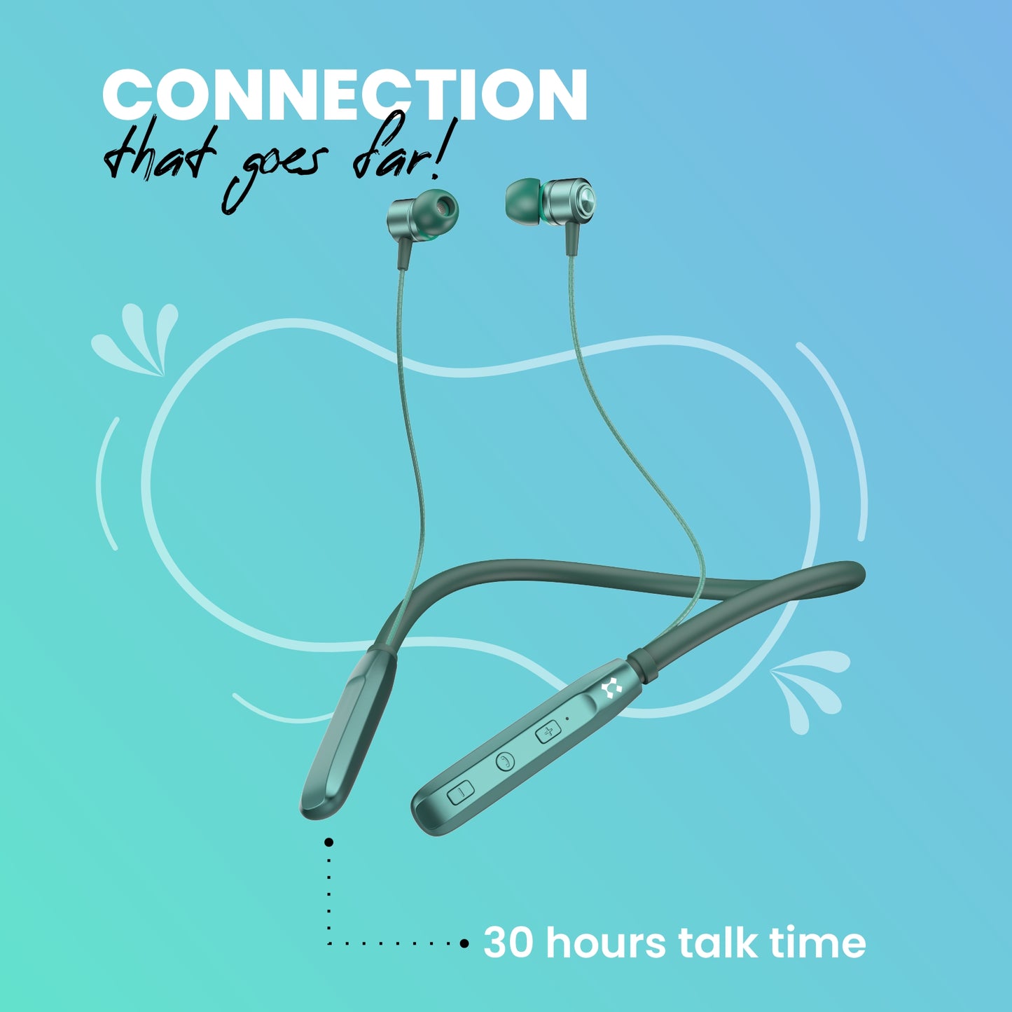 LYNE Rover 1 25 Hours Music Time Bluetooth Neckband with Magnetic Earbuds & Mic