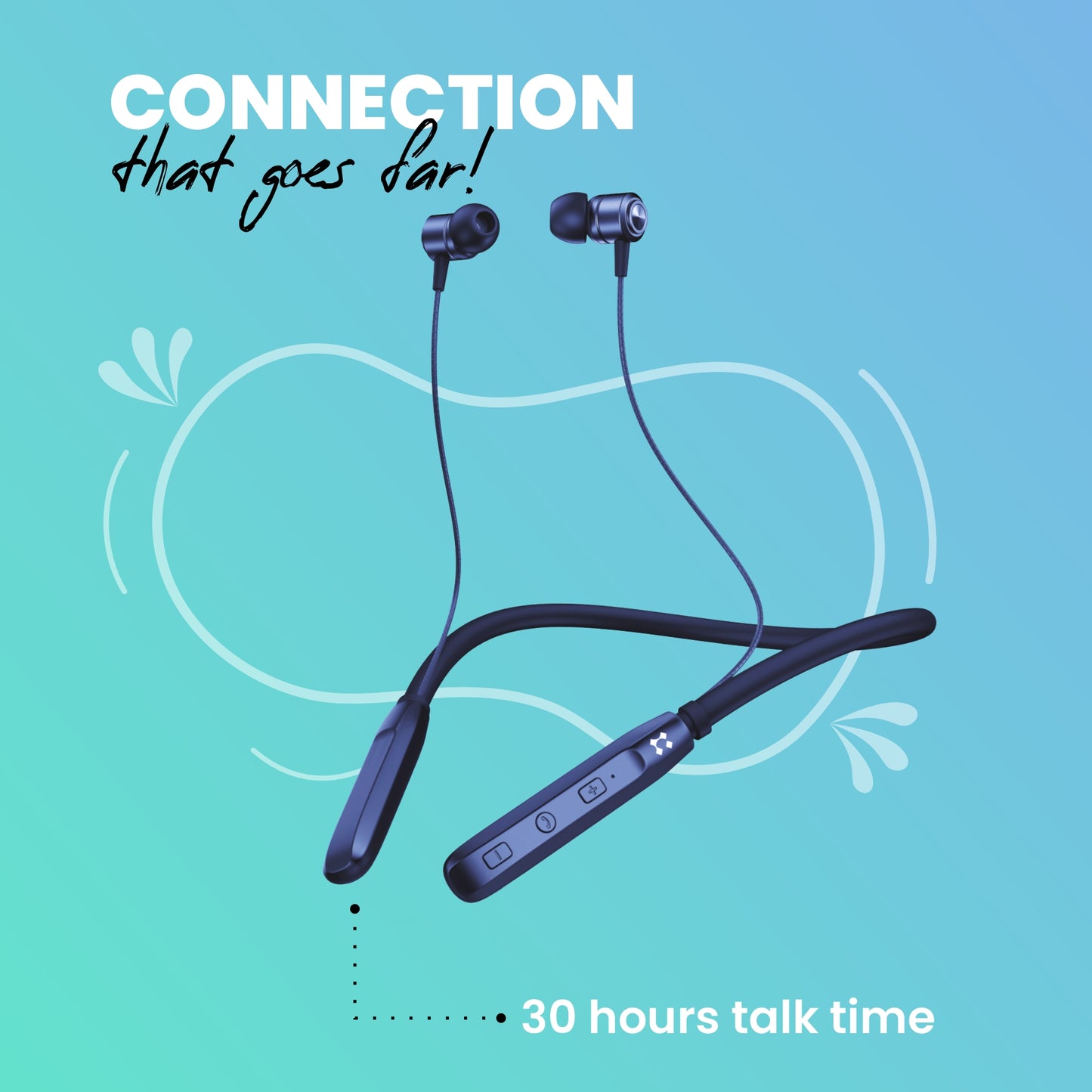 LYNE Rover 1 25 Hours Music Time Bluetooth Neckband with Magnetic Earbuds & Mic