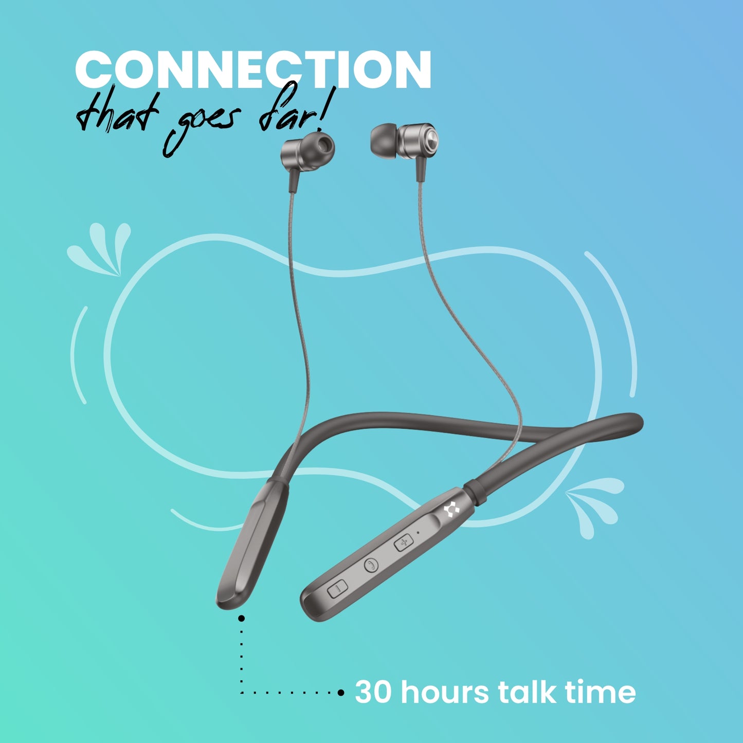 LYNE Rover 1 25 Hours Music Time Bluetooth Neckband with Magnetic Earbuds & Mic