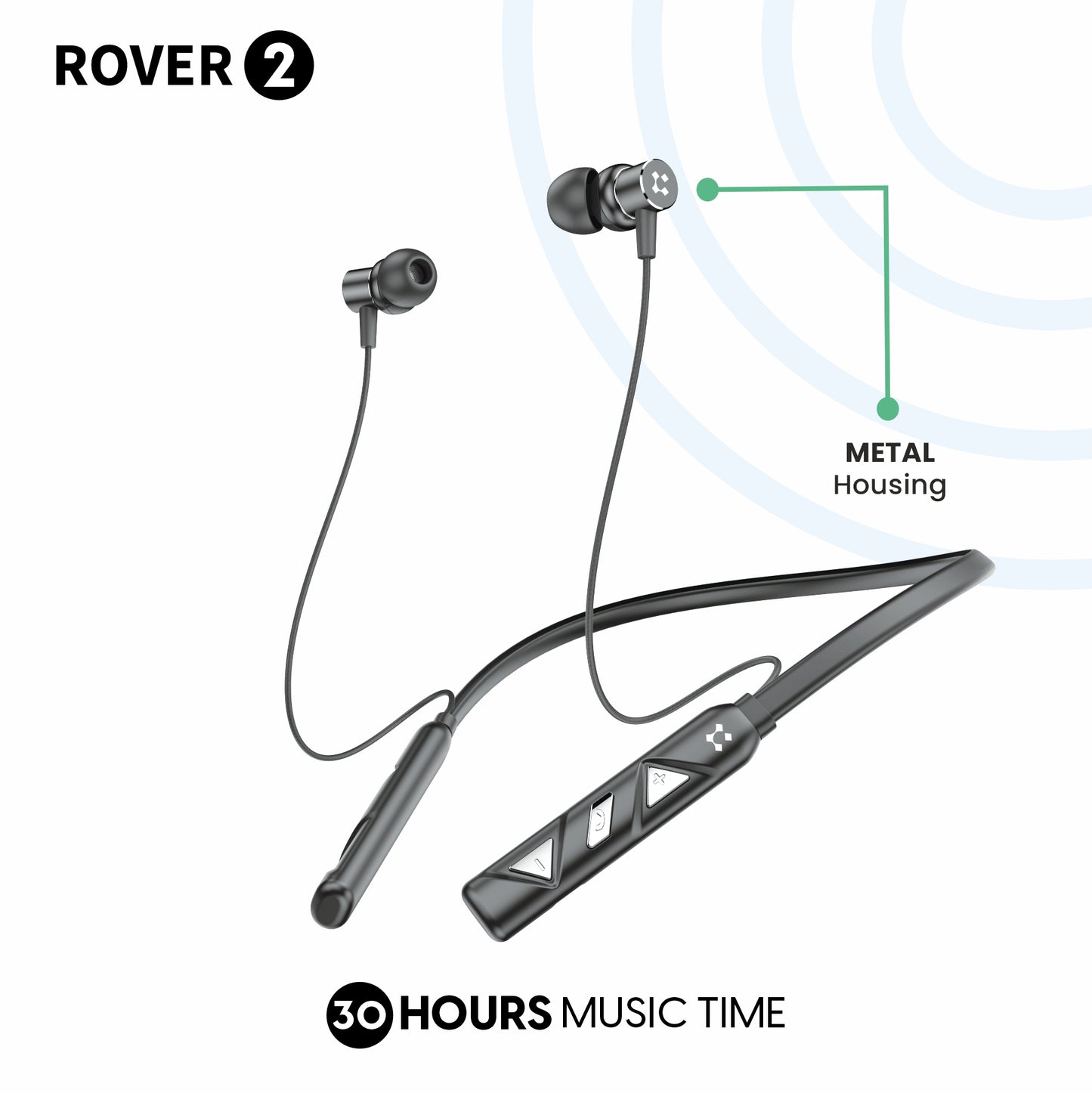 LYNE Rover 2 30 Hours Music Time Bluetooth Neckband with Magnetic Earbuds & Mic