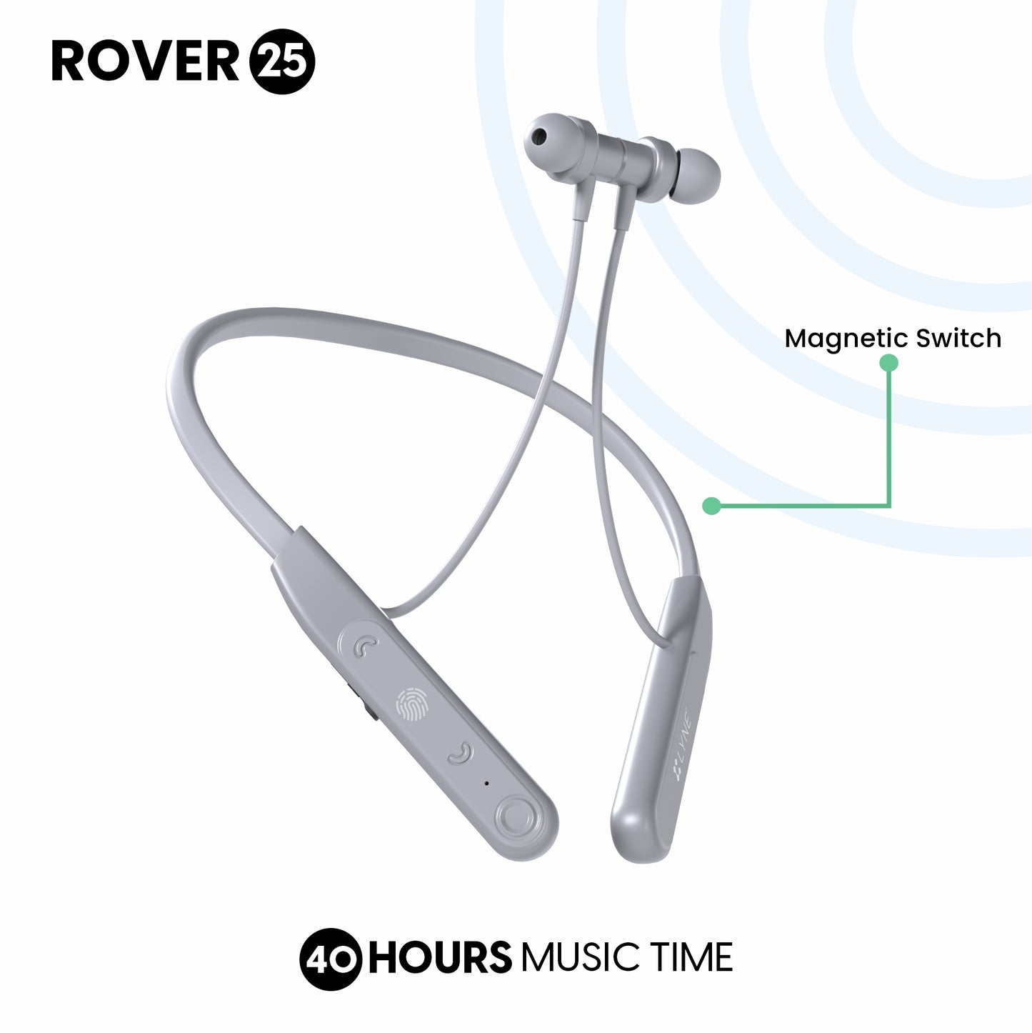 LYNE Rover 25 40 Hours Music Time Bluetooth Neckband with Touch Function