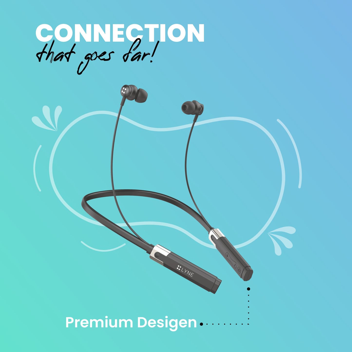 LYNE Rover 3 36 Hours Music Time Bluetooth Neckband with Dual Pairing Feature, Magnetic Earbuds & Mic