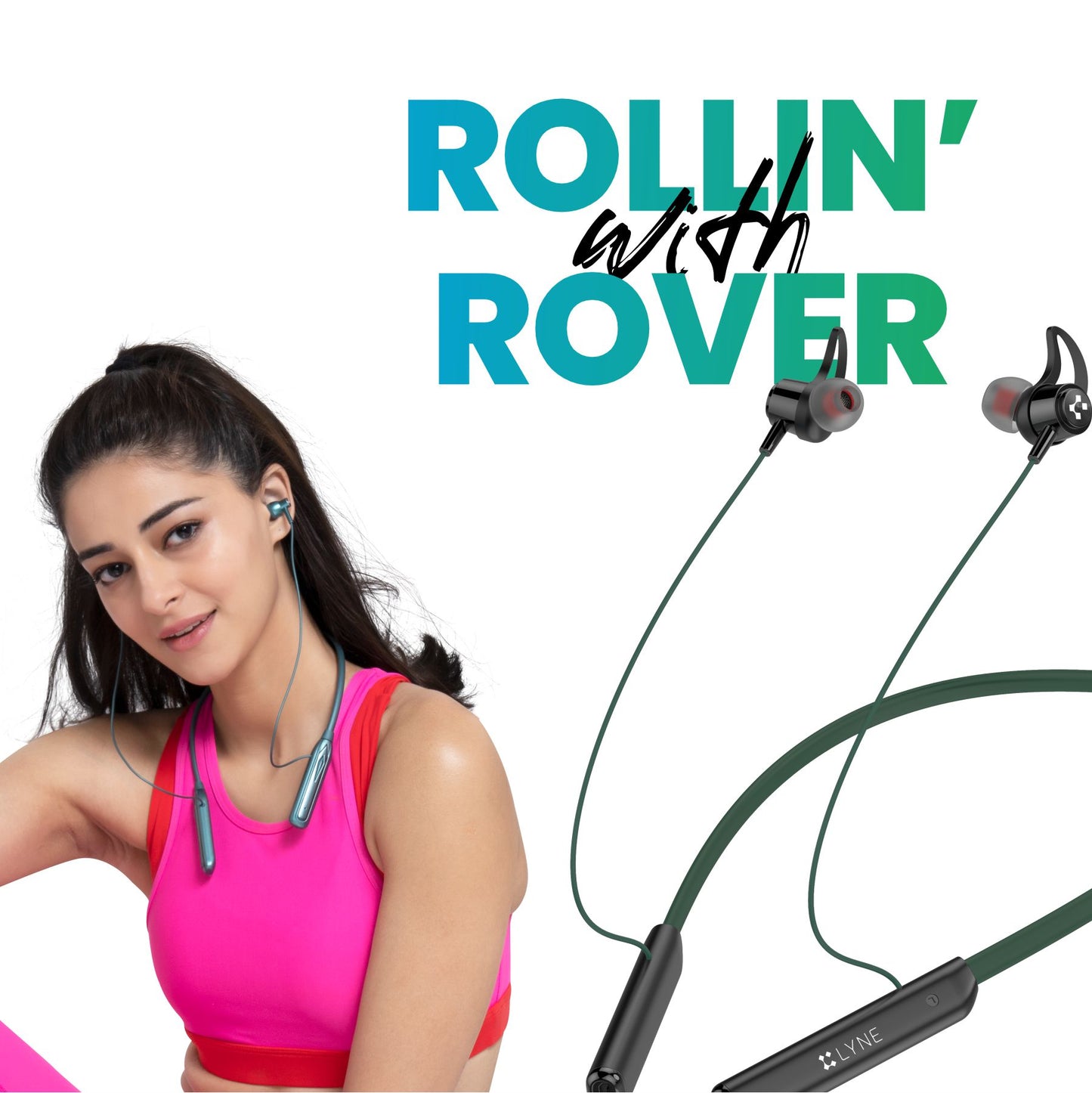 LYNE Rover 7 20 Hours Music Time Bluetooth Neckband with Magnetic Earbuds & Mic