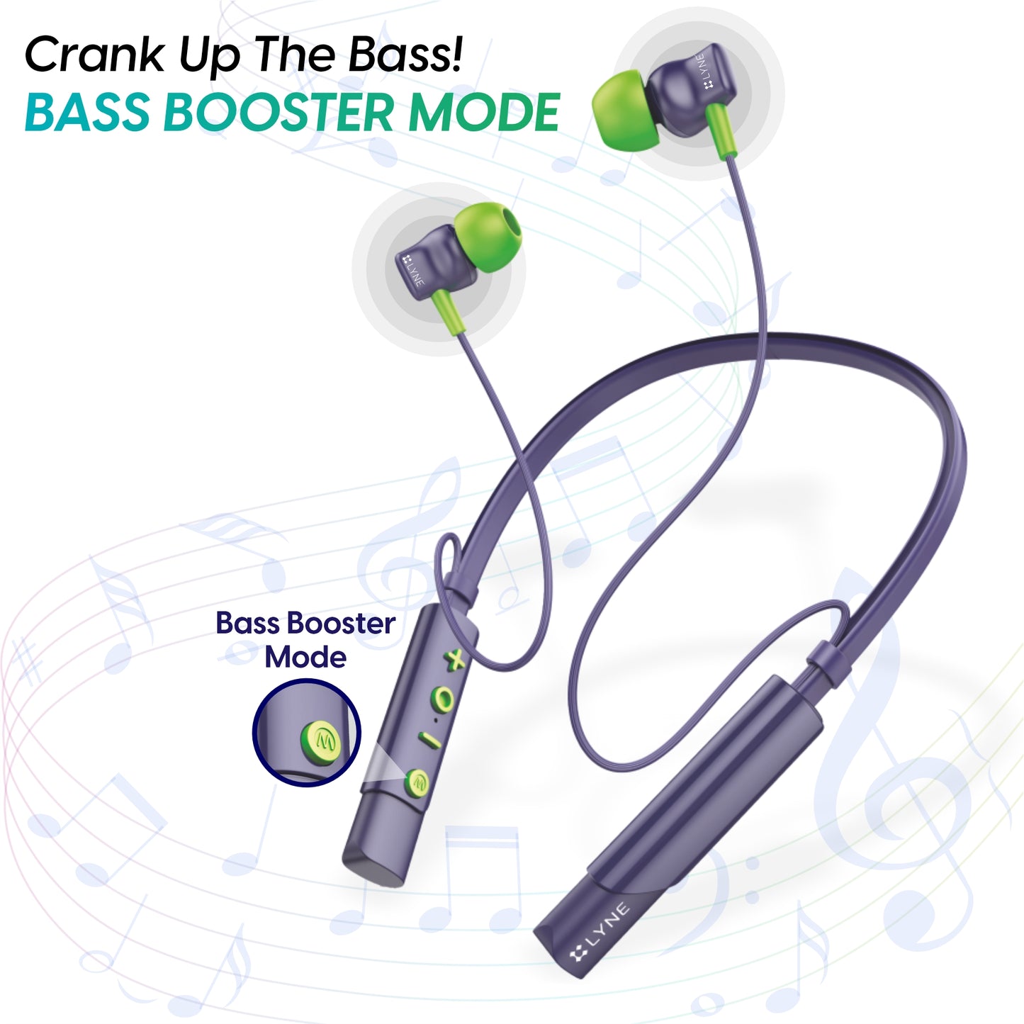 LYNE Rover 26 40 Hours Battery Backup Bluetooth Neckband with Magnetic Earbuds